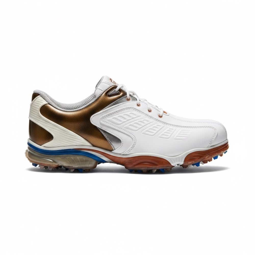 FORJOY White & Bronze Trim Gold Shoes Style 53216 Size 10 EUC